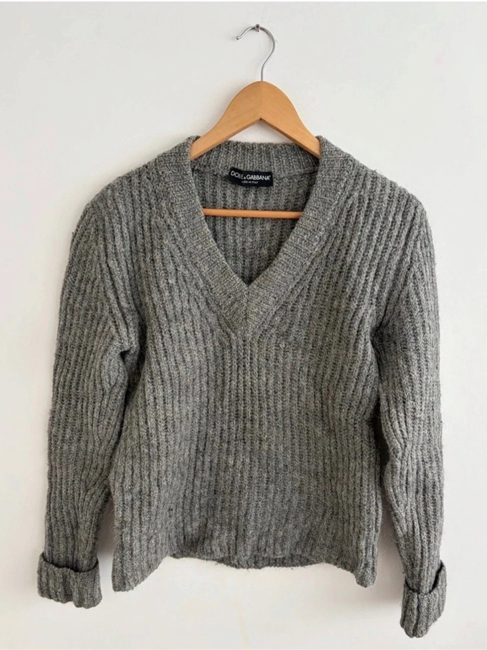 Dolce & Gabbana Men's Gray V-Neck Sweater Size M